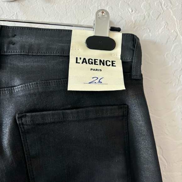 L’AGENCE Black Piper High Rise Skinny Jeans Noir Coated Size 26 - Picture 15 of 16
